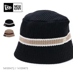 ニューエラ【ＮＥＷ ＥＲＡ】ニットバケット Knit Bucket ライン ブラック ベージュ バケットハット バケハ 帽子 ユニセックス