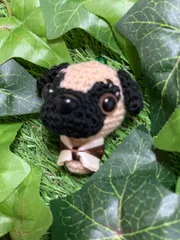 【受注製作】ワンちゃんシリーズ☆パグ☆あみぐるみチャーム☆