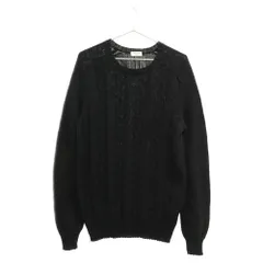 SAINT LAURENT PARIS (サンローランパリ) ローゲージケーブルニット クルーネック長袖セーター ブラック 386304 Y1KF1のサムネイル