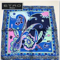 ■極美品■ETRO エトロ　ミニスカーフ　ポケットチーフ　ペイズリー　花柄　ボタニカル　総柄　シルク100%  イタリア製