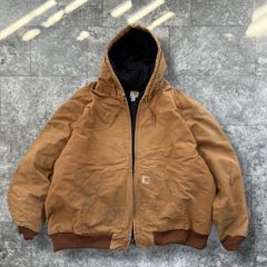 カーハート carhartt ダック アクティブジャケット 【USA】 古着 ブラウン ダメージ 汚れあり 4XLサイズ