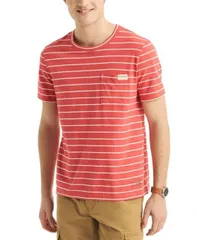【送料無料】 ナウティカ メンズ Tシャツ トップス Nautica Men's Classic-Fit Stripe Pocket T-Shirt Sailor Red