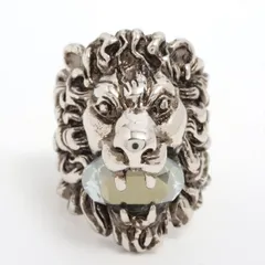 専用　GUCCI 10号ライオン彫刻のシルバー925リング　ミケーレ Gucci Lion Head Motif Silver Ring Crystal Size 10 – Queen