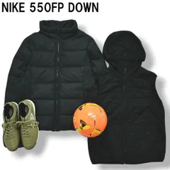 ナイキ NIKE 550FP フーデット ダウン ジャケット 中綿 キルティング ライナー ベスト 付属 ウィンドブレーカー ジャンパー ロゴ プリント L ブラック レディース♪
