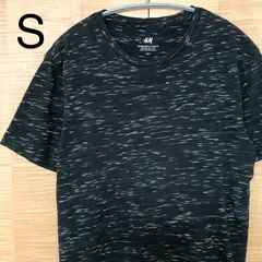 US古着　H&M　シンプル無地　クルーネック半袖Tシャツ黒霜降りS