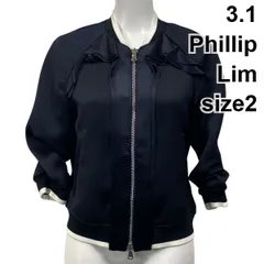 ◆ スリーワンフィリップリム 3.1 Phillip Lim ラッフル ボンバージャケット ブルゾン ダブルジップ 黒 2 M 9号 レディース S5W103のサムネイル