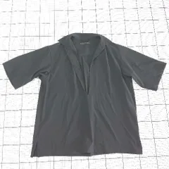 ◇ ⊂ nano universe ナノユニバース 半袖 スキッパーPOシャツ サイズL ブラック系 メンズ E  【1508270008539】