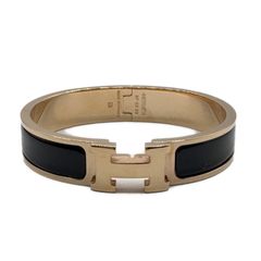 エルメス(HERMES) クリッククラックH ブレスレット PM 黒 ピンクゴールド金具 中古 レディース メンズ アクセサリー バングル