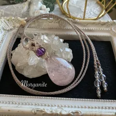 モルガナイト（ピンクベリル） 天然石マクラメ編みネックレス・天然石マクラメネックレス