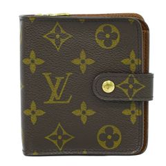 本物 ルイヴィトン LOUIS VUITTON LV コンパクトジップ モノグラム 折財布 ブラウン M61667 ビトン 財布 ウォレット 中古 【フォロー割】