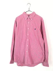 古着 90s Ralph Lauren 「CUSTOM FIT」 マルチ ストライプ BD シャツ L 古着