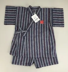 日本製　先染めストライプ甚平　８０ｃｍ　りゅう刺繍入り 220986のサムネイル