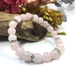 パワーストーン ブレスレット ローズクォーツ 天然石ブレス （シルバー）レディース 女性  数珠ブレス 開運 プレゼント ギフト  [9]
