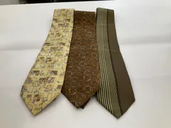 ネクタイ3本セット Louis Feraud(ルイフェロー)、DKNY(ダナキャラン) 黄色 茶色系