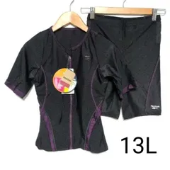 訳あり大特価☆リーボック フィットネス水着 13Lサイズ ブラック×パープル アウトレット　ロゴ剥がれのためご注意ください