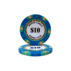 【ノーブランド品】モンテカルロ 13.5g ポーカーチップ 25枚セット ブルー $10