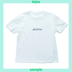 ＜tejas(テジャス)＞message-T [TL21351] (ホワイト(ahimsa))トップス　Tシャツ　ヨガウェア　サンプル品