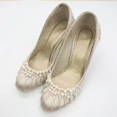 ◇ Θ STRAWBERRY FIELDS ストロベリーフィールズ ビジュー ピンヒール 7cm パンプス サイズ22.5 ゴールド系 レディース E  【1410290037751】