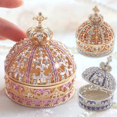 スワロフスキー アンチモニー だ円 オルゴール 宝石箱 ブルー 星に願い