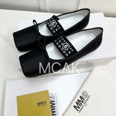 新品 MM6 Maison Margiela エムエム6メゾンマルジェラ  サテンバレエシューズ フラットシューズ  ブラック