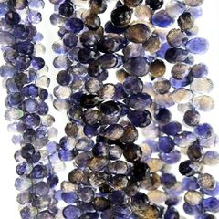4粒 Sサイズ 小粒 7.2-8.9×4.8-5.6mm 宝石質 マダガスカル産 アイオライト ドロップカット アクセサリーパーツ 手芸 ハンドメイド