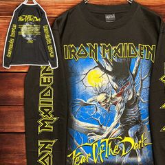 長袖 Tシャツ ロンT アイアンメイデン IRON MAIDEN 黒 tee ティーシャツ バンド ロック ツアー ライブ 映画 ムービー キャラ 両面 プリント 派手 古着 ビンテージ vintage メタル ラッパー アーティスト  2980 p10