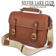 シルバーレイククラブ SILVER LAKE CLUB オイルレザー ショルダーバッグ B5 メンズ ブラウン系 日本製 定価44,000円 エイジング 風合い感 牛革 オールレザー