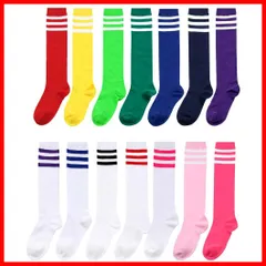 ハイソックス 靴下 キッズ ボーダー ライン ニーハイ チーム衣装 子供ソックス カラフル 選べる15色 目立つ [ZGKULAEAOW] 運動会