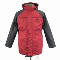 NIKE/ナイキ★中綿入り/裏地フリース/防寒フーディーブルゾン【メンズS/黒×赤】バッグロゴ◆BC811<sale>