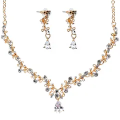 【在庫セール】ウェディング ピアス ネックレス ネックレス セット 結婚式 ブライダル Shop] 花嫁 [Smiley パーティー