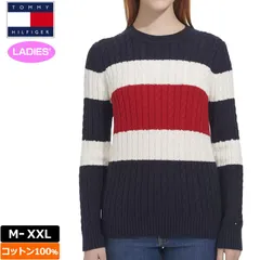 【サイズ選択可】 TOMMY HILFIGER トミーヒルフィガー レディース クルーネック コットンセーター 60217 トリコロール 防寒 ニット 丸首 トップス ゴルフウェア 新品【サードウェイブ ゴルフ＆スポーツ メルカリShops店】