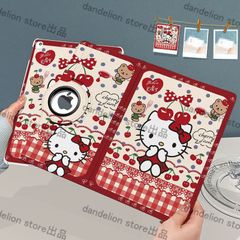 iPad対応　iPadケース　キティちゃん　チェリー　レッド　両面　耐衝撃性　iPad第8世代/Air第4世代/mini第6世代/Pro11インチ第2世代/9/10/A16　360°回転可能　可愛い　海外限定　新品未使用