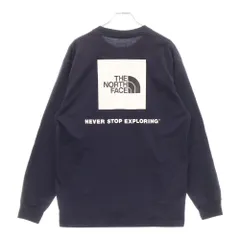 THE NORTH FACE (ザノースフェイス) バック スクエアロゴ プリント クルーネック ロングスリーブ 長袖Tシャツ カットソー ネイビー NT82131