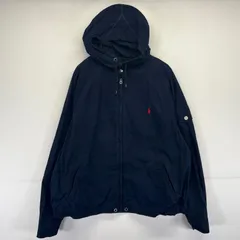 古着 ポロ・ラルフローレン POLO RALPH LAUREN スウィングトップジャケット コットンパーカー ワンポイントロゴ フルジップ XXXL  ネイビー メンズ