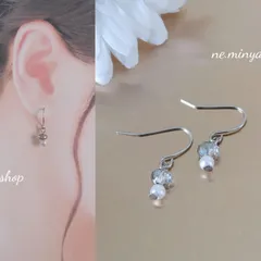 ♡ハンドメイドアクセサリー ピアス 多面カットガラス パール風♡010