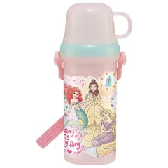 ☆ プリンセス23 ☆ キャラクタープラスチックボトル 480ml 直飲み コップ付 プラ水筒 480ml 水筒 子供用 キッズ こども キャラクターグッズ トイストーリー ミニオンズ プリンセス プラレール ソフィア カーズ ショルダーベルト付 2Way