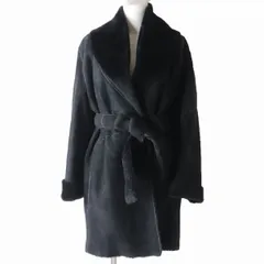 良品☆正規品 LOEWE ロエベ ショールカラー ベルト付き ムートンコート/ラップコート ブラック 黒 38 レディース♪のサムネイル
