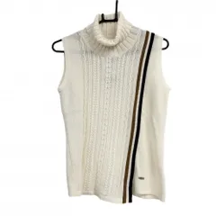 【新品】ヒールクリーク タートルネックニットベスト アイボリー 前面ケーブル編み ウール混 レディース 40(M) ゴルフウェア Heal Creek