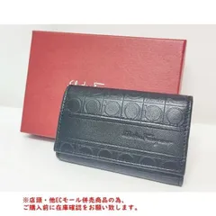 ※併売商品※◆中古美品◆Ferragamo【フェラガモ】６連キーケース キーリング付き レザー ブラック ガンチーニ 箱 男女兼用　M704