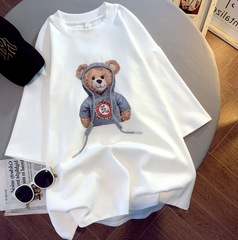 Tシャツ 半袖 プリント くま イラスト ゆったり レディース [1039]