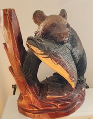 希少✨木彫り 熊 30cm 壁掛け 風水 縁結び 民芸品 - メルカリ