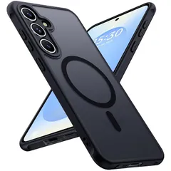 【MagSafe対応・米軍規格】Holidi Galaxy S25 ケース MagSafe マット感 マグネット搭載 米軍MIL規格 全面保護 ワイヤレス充電 黄変なし 二重構造 ギャラクシーs25 ケース Magsimpl-Series 半透明ブラック 0