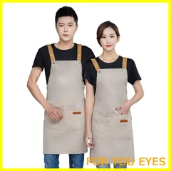 【特価セール】[DUNHE] エプロン おしゃれ 女性用 メンズ キャンバス防水エプロン 前掛け 調整可能な 男女兼用 カフェ風 保育士 大人エプロン 業務 家庭 作業 料理用 - 改良款