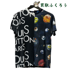 ルイ・ヴィトン　LOUIS VUITTON　バイカラー　ギャラクシープリント クルーネック　半袖　マルチカラー　ブラック/黒　Tシャツ トップス　サイズS