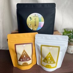 かぶせ茶＆三角ティーバッグ10個入り３点セット(ほうじ茶、玄米茶)