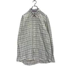TOMMY HILFIGER 長袖 チェックシャツ L ホワイト ネイビー トミーヒルフィガー ボタンダウン ロゴ 古着卸 アメリカ仕入 a604-6181