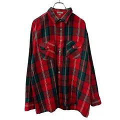 417 VANHEUSEN 長袖 ネルシャツ XL レッド ヴァンヒューゼン アクリル チェック柄 格子柄 長袖シャツ トップス 冬物 a710-5053