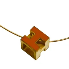 ★美品★エルメス カージュドアッシュ Hキューブ オレンジ✖️ゴールド ネックレス HERMES - 【中古】エルメス ネックレス カージュドアッシュ H