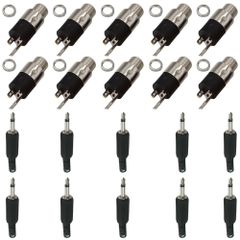 【数量限定】10個セット TRS コネクタ付きオーディオプラグ モノラルプラグ オーディオインターフェース 3.5mmプラグ ヘッドフォンプラグ オーディオプラグ オーディオソケット
