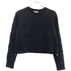 3.1 Phillip Lim スリーワンフィリップリム 18AW ケーブルニットスリーブ クロップドスウェットトップス  ブラック ネイビー XS